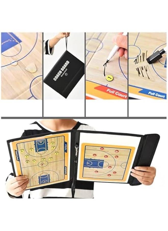 Basketball Coaching Board Coaches Clipboard Tactical Magnetic Board Kit with Marker Pen and Zipper Bag