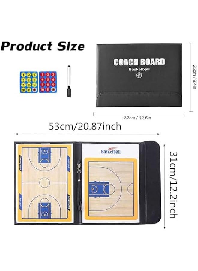 Basketball Coaching Board Coaches Clipboard Tactical Magnetic Board Kit with Marker Pen and Zipper Bag