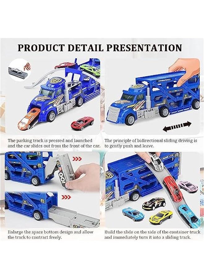 Toddler Toys Race Model Car With Track Transport Vehicle, Die-cast Alloy Metal Car Toy Set With 12 Cars,Gifts for Age 3 4 5 6 Kids Child Boys Girls Birthday Party Favor