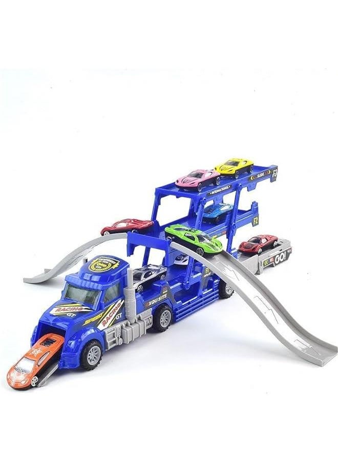 Toddler Toys Race Model Car With Track Transport Vehicle, Die-cast Alloy Metal Car Toy Set With 12 Cars,Gifts for Age 3 4 5 6 Kids Child Boys Girls Birthday Party Favor