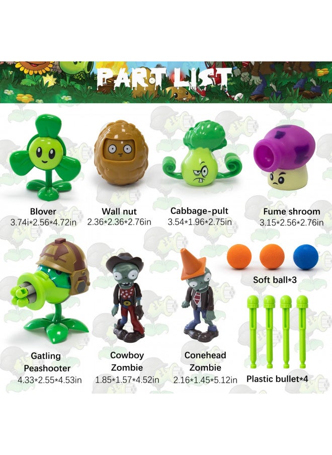 Maikerry Plants and Zombies Toys 7pcs PVZ Figurines Set Game Great Gifts for Kids and Fans,Birthday and Christmas Party