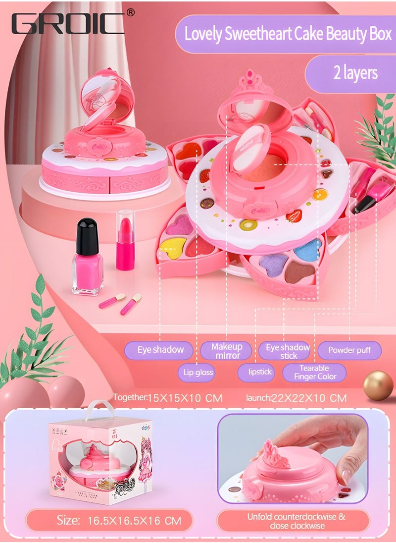 Kids Makeup Kit for Girl, Real Cosmetic Washable Pretend Play Princess Toys Set,Toddler Make up & Non-Toxic Set,Children Dress Up