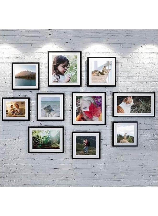 8x10 inch Picture Frame Set of 5, Display Pictures 5x7 With Mat or 8x10 Without Mat, Wall Gallery Photo Frames for Rustic Home Decor(Black, 8 x 10 inch)