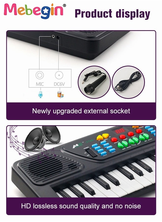 37 Key Piano Keyboard with Microphone for Kids Musical Toys for 3 4 5 6 Year Old kids  USB charging Piano Portable Music Keyboard Electronic Educational Learning Toy for Boys Girls Birthday Gifts