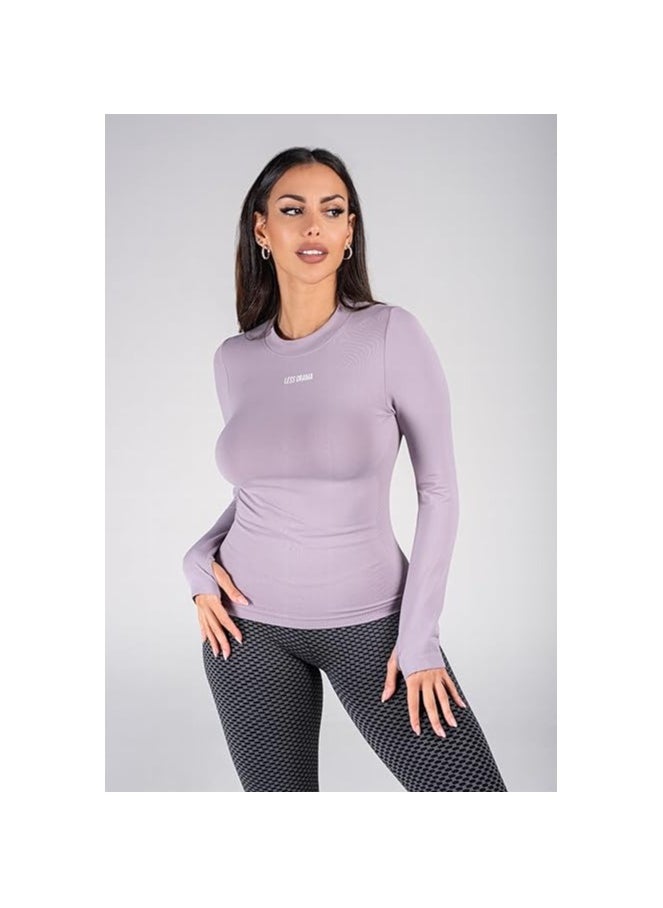 Less Drama Women's Long Sleeve Workout Top | Slim Fit Athletic Yoga Running Shirt with Thumb Holes |  Breathable Gym Unbothered Long Sleeve Top