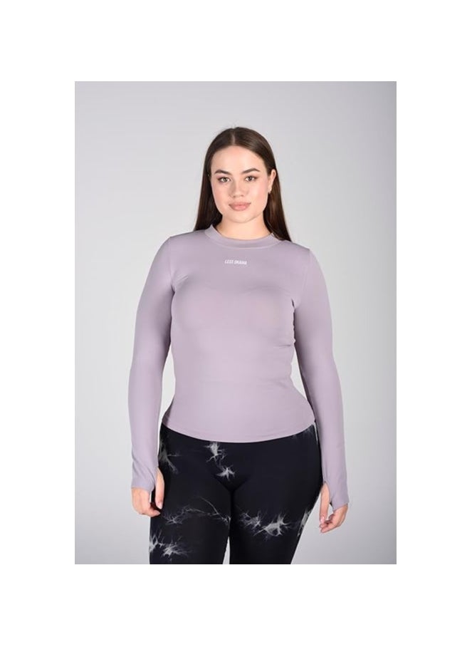 Less Drama Women's Long Sleeve Workout Top | Slim Fit Athletic Yoga Running Shirt with Thumb Holes |  Breathable Gym Unbothered Long Sleeve Top