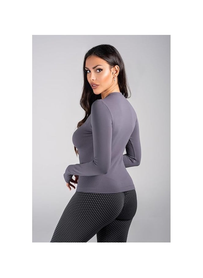 Less Drama Women's Long Sleeve Workout Top | Slim Fit Athletic Yoga Running Shirt with Thumb Holes |  Breathable Gym Unbothered Long Sleeve Top