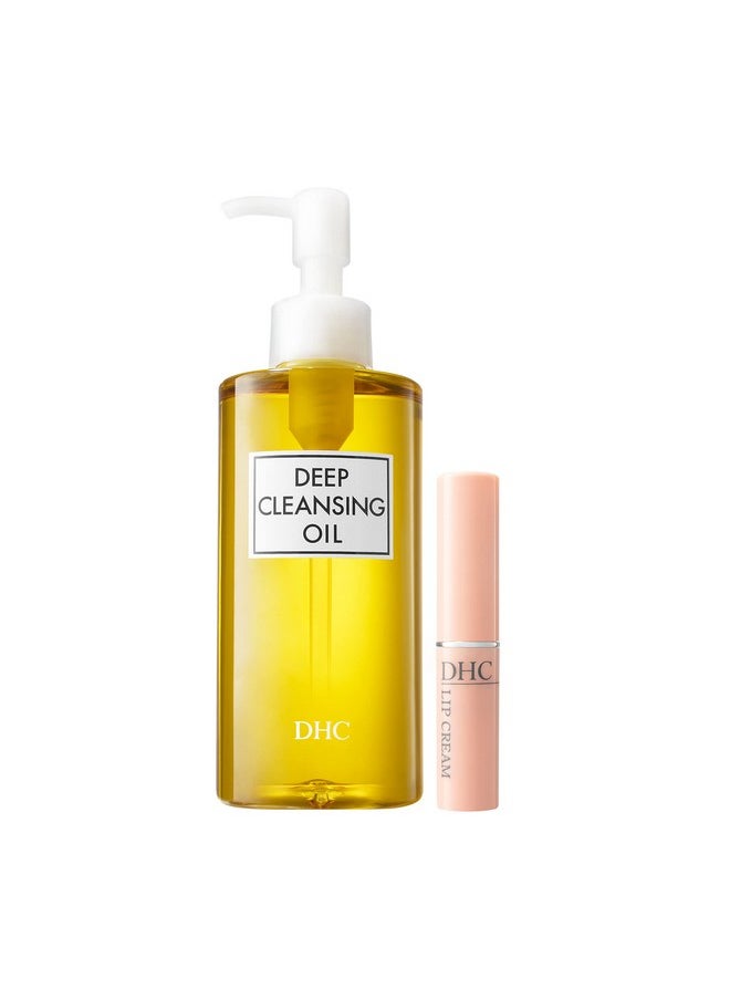 Deep Cleansing Oil And Lip Cream, Facial Cleansing Oil, Makeup Remover, Hydrating, Moisturizing, Soothing, Set, Fragrance And Colorant Free, Ideal For All Skin Types, 6.7 Fl. Oz. And 0.05 Oz.