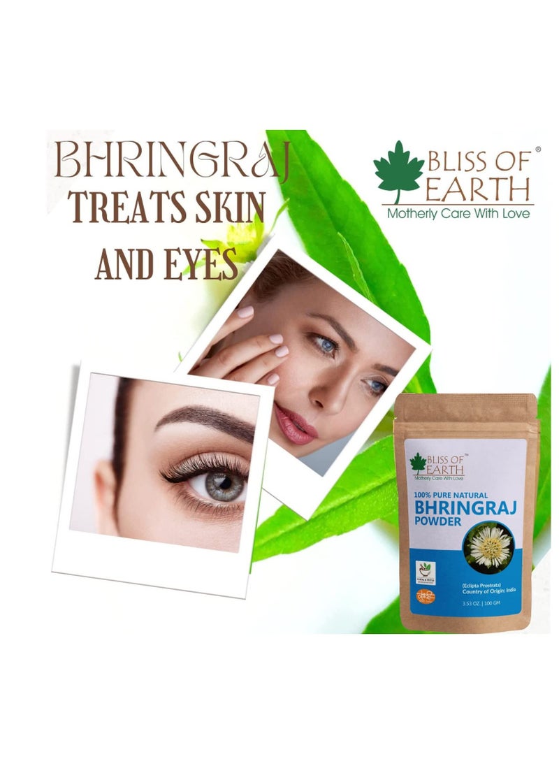 100% Pure Natural Bhringraj Powder 100GM Great For Hair Care & Skin care Pack of 2