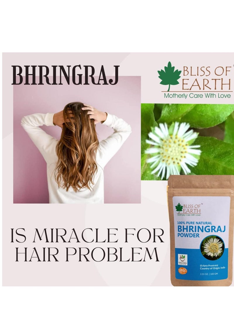 100% Pure Natural Bhringraj Powder 100GM Great For Hair Care & Skin care Pack of 2
