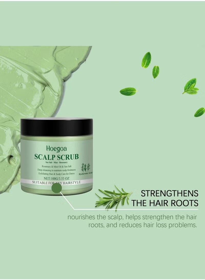 Rosemary Scalp Scrub with Scalp Scrubber Set, Contains Rosemary, Peppermint Oil, and Petrel Ingredients Scalp Exfoliator Scrub, Scalp Cleanser for Relieve Scalp Itching, Exfoliate and Care for Scalp and Hair