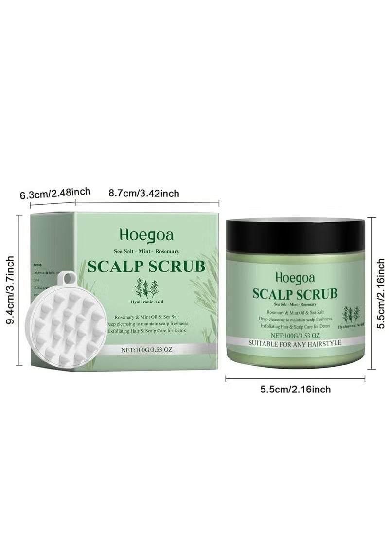 Rosemary Scalp Scrub with Scalp Scrubber Set, Contains Rosemary, Peppermint Oil, and Petrel Ingredients Scalp Exfoliator Scrub, Scalp Cleanser for Relieve Scalp Itching, Exfoliate and Care for Scalp and Hair