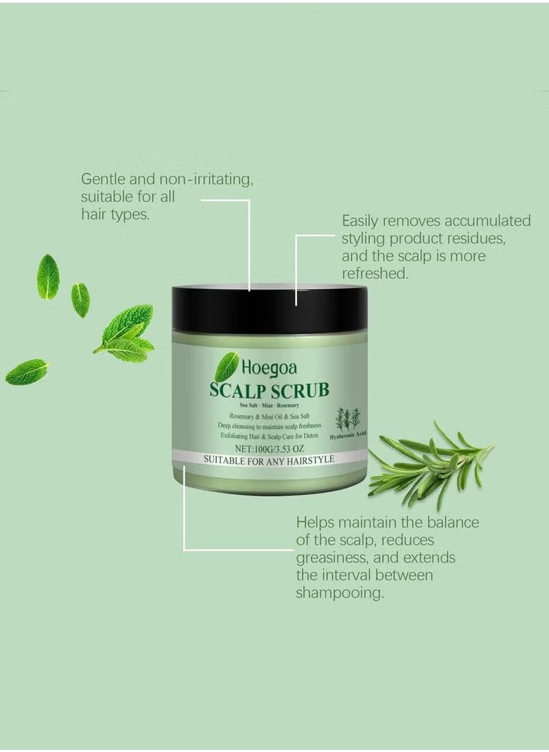 Rosemary Scalp Scrub with Scalp Scrubber Set, Contains Rosemary, Peppermint Oil, and Petrel Ingredients Scalp Exfoliator Scrub, Scalp Cleanser for Relieve Scalp Itching, Exfoliate and Care for Scalp and Hair