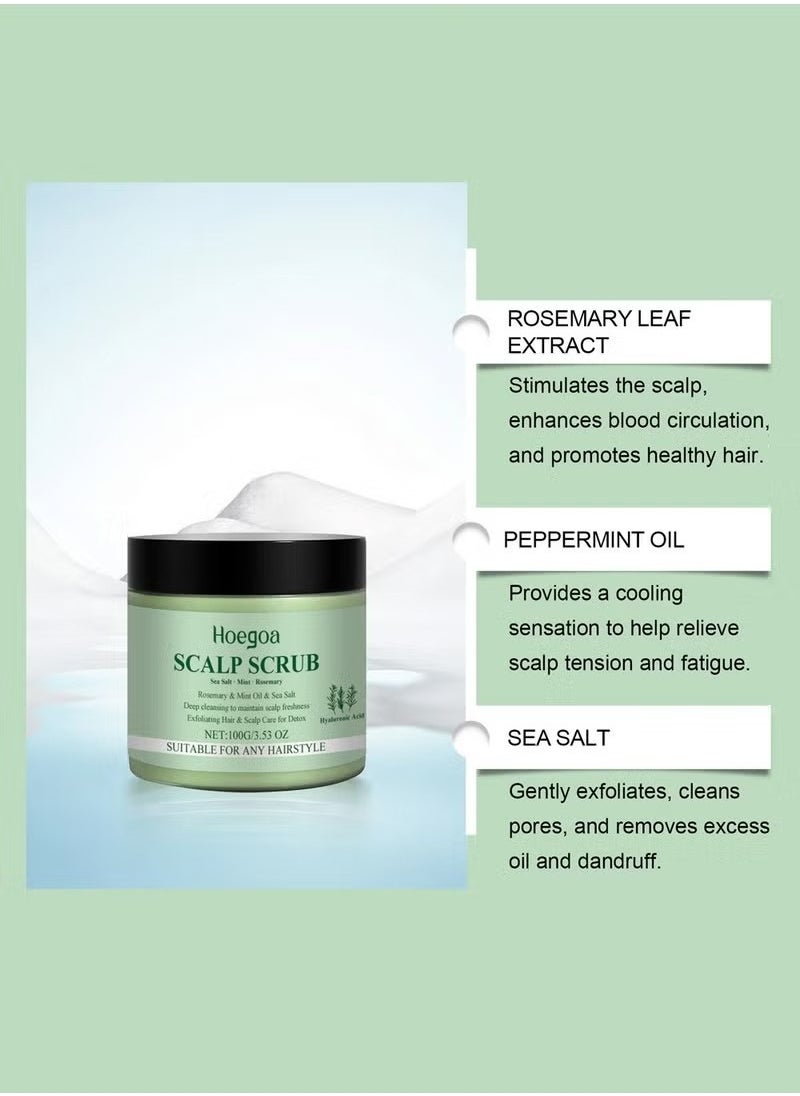 Rosemary Scalp Scrub with Scalp Scrubber Set, Contains Rosemary, Peppermint Oil, and Petrel Ingredients Scalp Exfoliator Scrub, Scalp Cleanser for Relieve Scalp Itching, Exfoliate and Care for Scalp and Hair