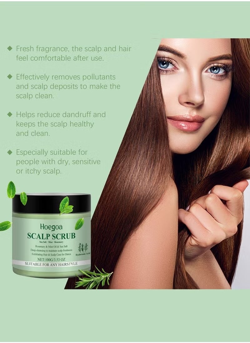 Rosemary Scalp Scrub with Scalp Scrubber Set, Contains Rosemary, Peppermint Oil, and Petrel Ingredients Scalp Exfoliator Scrub, Scalp Cleanser for Relieve Scalp Itching, Exfoliate and Care for Scalp and Hair