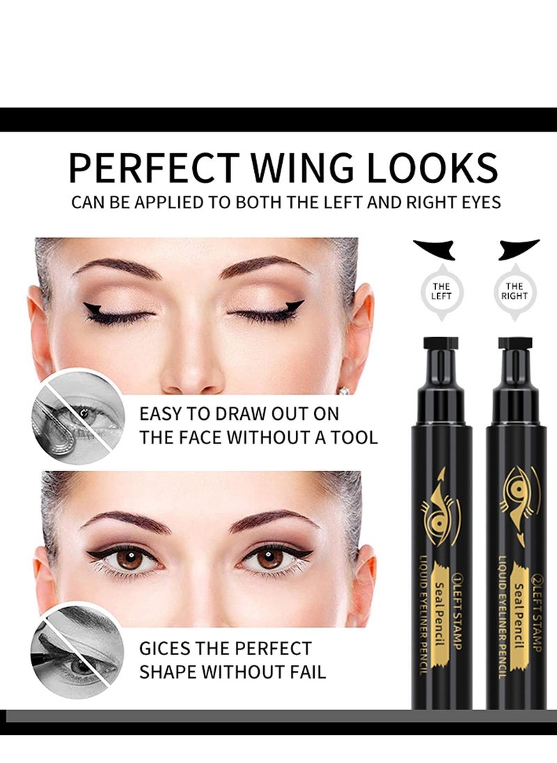 Eyeliner Stamp 4 Pcs Winged Eyeliner Stamp Left Right Winged Cat Eye Stamp Eyeliner for All Eye Shapes Winged Eyeliner Stamp Perfect Wing Cat Eye Liner Waterproof & Smudge-proof 10 mm