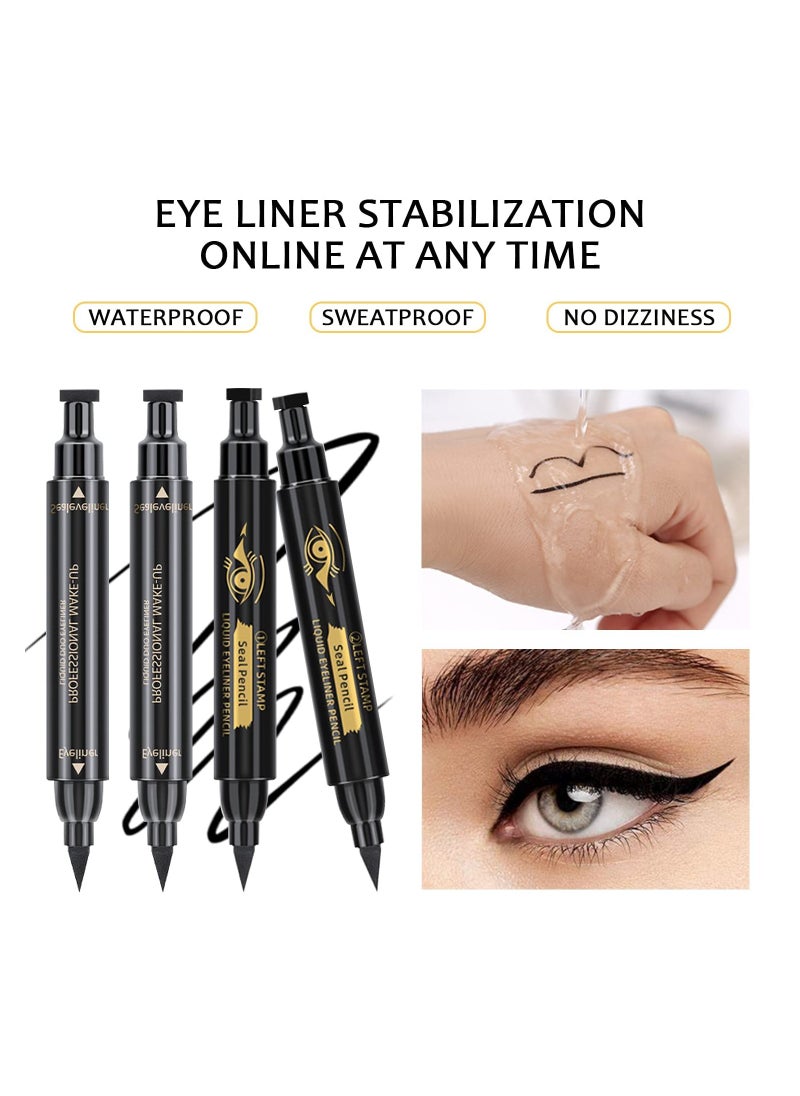 Eyeliner Stamp 4 Pcs Winged Eyeliner Stamp Left Right Winged Cat Eye Stamp Eyeliner for All Eye Shapes Winged Eyeliner Stamp Perfect Wing Cat Eye Liner Waterproof & Smudge-proof 10 mm