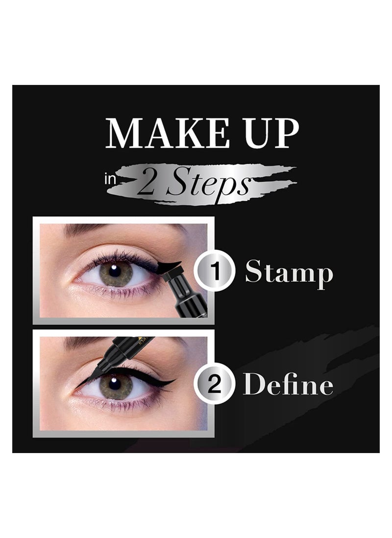 Eyeliner Stamp 4 Pcs Winged Eyeliner Stamp Left Right Winged Cat Eye Stamp Eyeliner for All Eye Shapes Winged Eyeliner Stamp Perfect Wing Cat Eye Liner Waterproof & Smudge-proof 10 mm