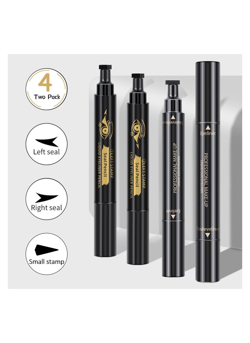 Eyeliner Stamp 4 Pcs Winged Eyeliner Stamp Left Right Winged Cat Eye Stamp Eyeliner for All Eye Shapes Winged Eyeliner Stamp Perfect Wing Cat Eye Liner Waterproof & Smudge-proof 10 mm