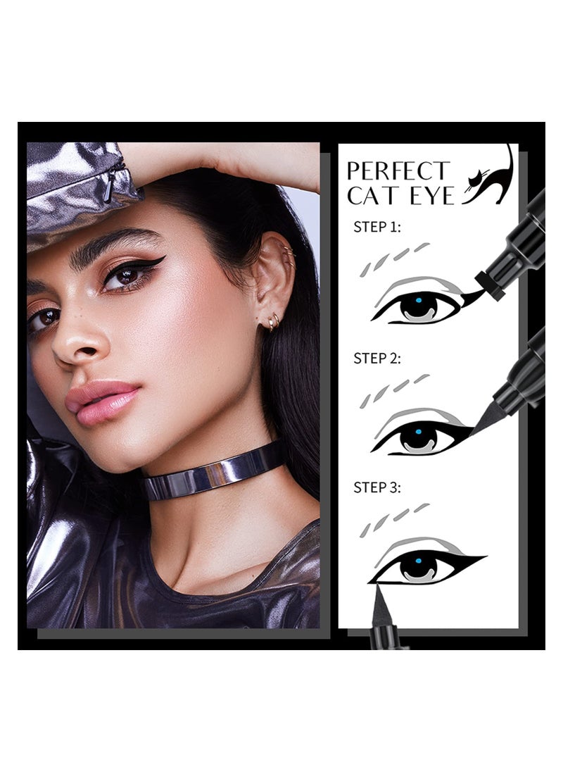 Eyeliner Stamp 4 Pcs Winged Eyeliner Stamp Left Right Winged Cat Eye Stamp Eyeliner for All Eye Shapes Winged Eyeliner Stamp Perfect Wing Cat Eye Liner Waterproof & Smudge-proof 10 mm