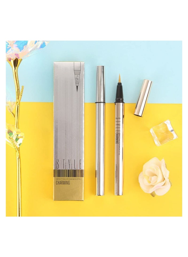 Liquid Eyeliner Makeup Pen Set 2Pcs Glitter Sparkling Shimmer Silver Waterproof Smudge Proof Long Lasting High mented