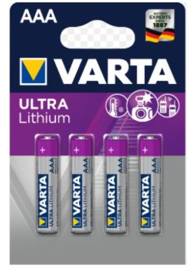 VARTA Lithium AAA  Batteries (pack of 4) - ideal for digital cameras, toys, GPS devices, sporting and outdoor applications