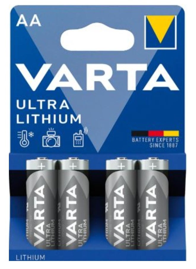 VARTA Lithium AA Mignon LR06 Batteries (4-pack) - ideal for digital cameras, toys, GPS devices, sporting and outdoor applications