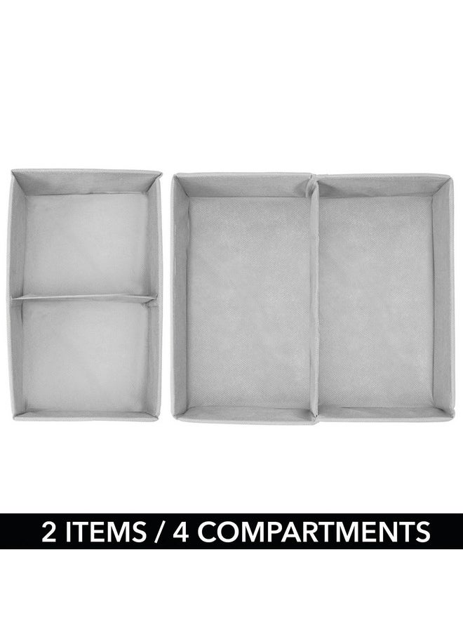 Fabric Drawer Organizer Bins, Kids/Baby Nursery Dresser, Closet, Shelf, Playroom Organization, Hold Clothes, Toys, Diapers, Bibs, Blankets, Set Of 2, 4 Pack, Gray/White Polka Dot