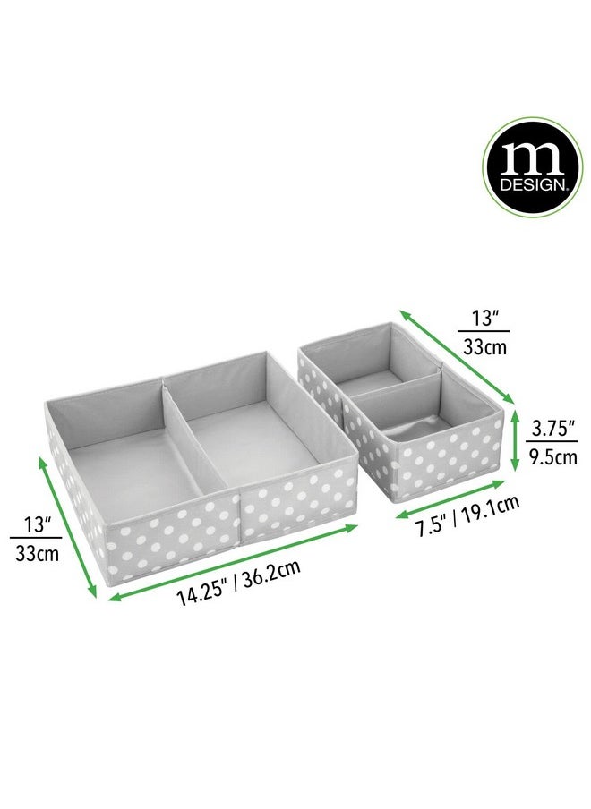 Fabric Drawer Organizer Bins, Kids/Baby Nursery Dresser, Closet, Shelf, Playroom Organization, Hold Clothes, Toys, Diapers, Bibs, Blankets, Set Of 2, 4 Pack, Gray/White Polka Dot