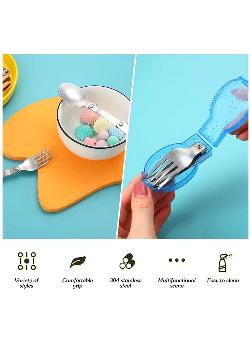 Foldable Fork And Spoon Set, 3-Piece Portable Silverware Set With Case Stainless Steel Folding Spoon Fork Set For Travel Camping Picnic Outdoor Activities