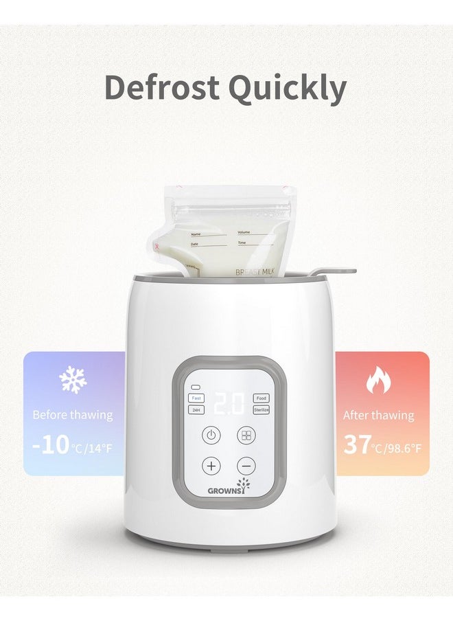 Warmer, Grownsy 8-In-1 Fast Baby Milk Warmer With Timer For Breastmilk Or Formula, Accurate Temperature Control, With Defrost, Sterili-Zing, Keep, Heat Baby Food Jars Function