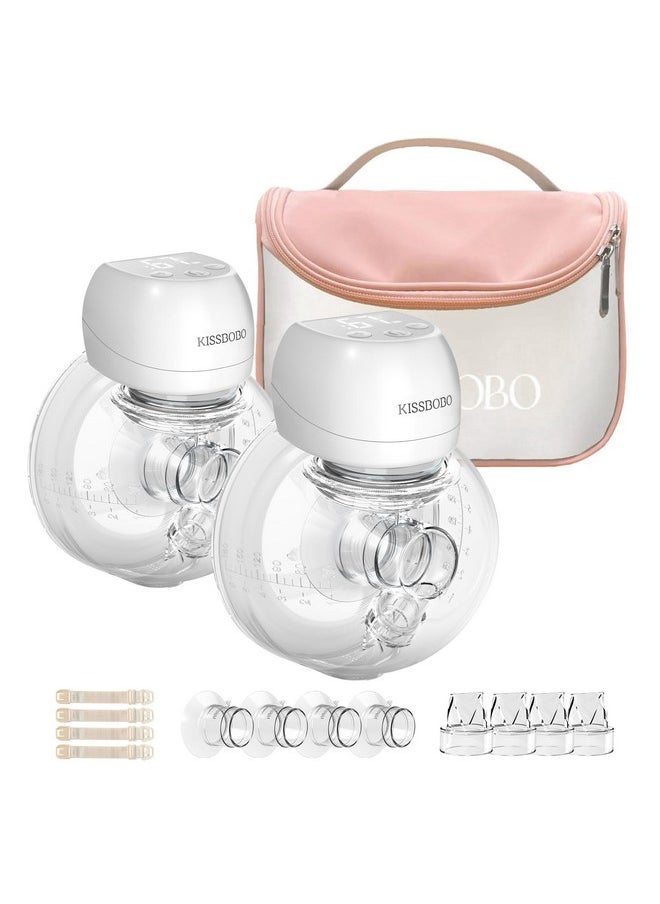 Abp-1508 Hands Free Breast Pump Wearable With Storage Bag, Wearable Breastfeeding Pump Strong Suction, Low Noise, 3 Modes 9 Levels, With 21/24Mm Insert/Flange, 2 Pack (White)