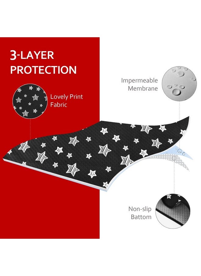 Large Splat Mat 54”X 72”Extra Large Waterproof Floor Mat With Non Slip Bottom, Baby Art Mat For Craft/Playtime/Mealtime On Table, Washable Portable Picnic Mat - Black Star, 4.5Ft X 6Ft