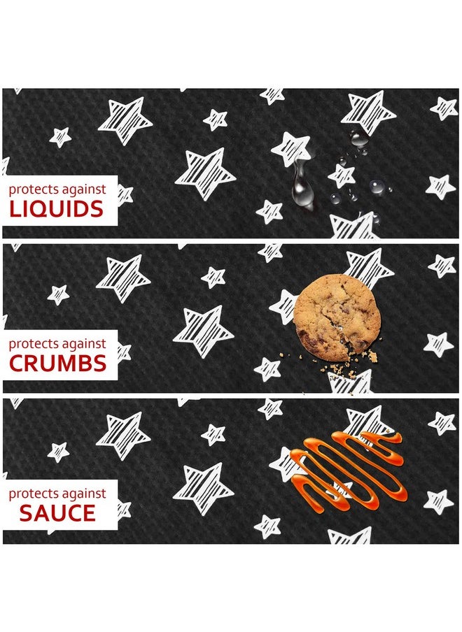 Large Splat Mat 54”X 72”Extra Large Waterproof Floor Mat With Non Slip Bottom, Baby Art Mat For Craft/Playtime/Mealtime On Table, Washable Portable Picnic Mat - Black Star, 4.5Ft X 6Ft