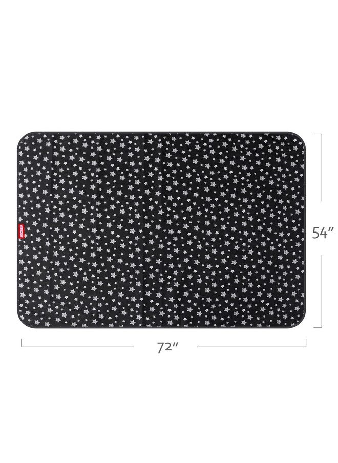 Large Splat Mat 54”X 72”Extra Large Waterproof Floor Mat With Non Slip Bottom, Baby Art Mat For Craft/Playtime/Mealtime On Table, Washable Portable Picnic Mat - Black Star, 4.5Ft X 6Ft
