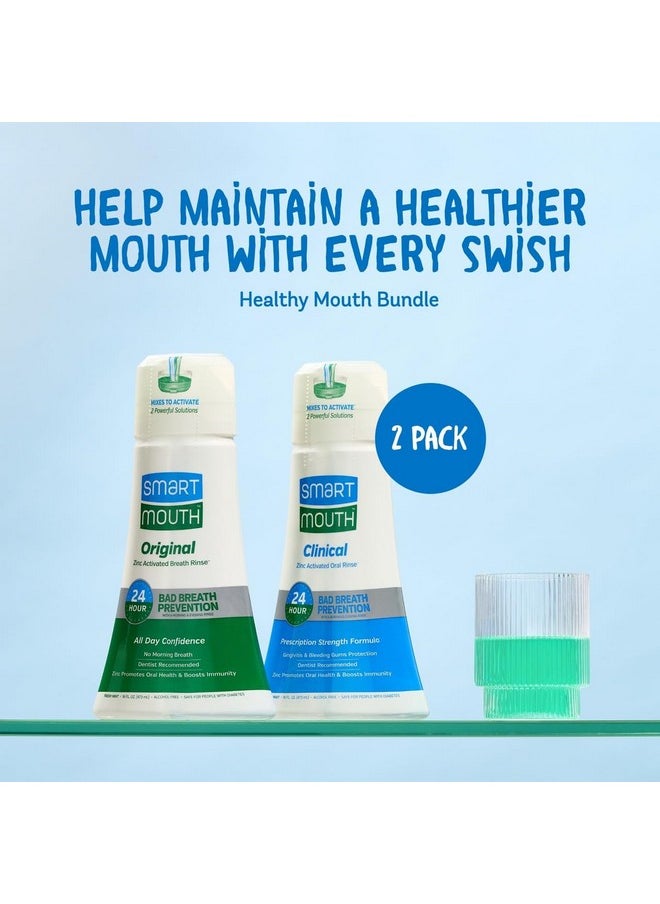 Dds Activated Clinical Mouthwash & Original Activated Mouthwash - Adult Mouthwash For Fresh Breath - Clean Mint Flavor (Clinical) & Fresh Mint Flavor (Original), 16 Fl Oz Each