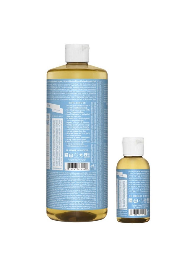 Dr. Bronner’S Pure-Castile Liquid Soap - Baby Unscented Bundle. 32 Oz. Bottle And 2 Oz. Travel Bottle