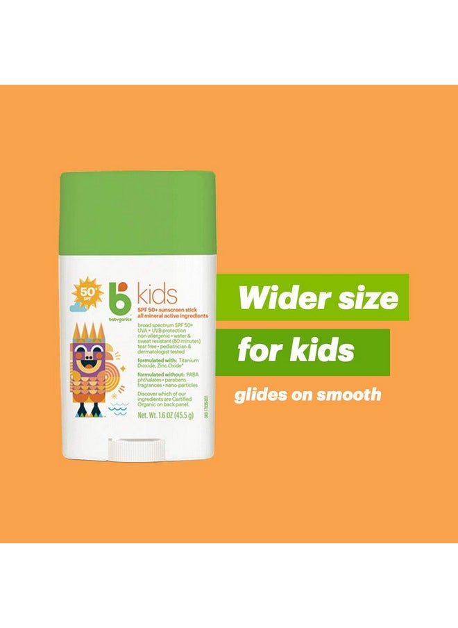 Spf 50 Travel Size Kids Sunscreen Stick Uva Uvb Protection | Water & Sweat Resistant |Non Allergenic, 1.6Oz (Pack Of 2)