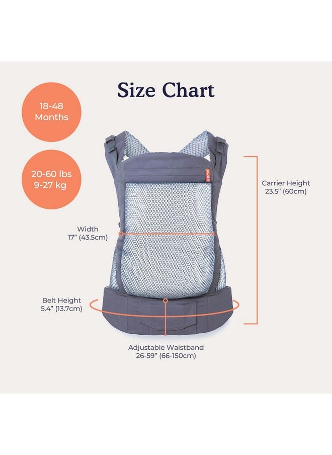 Beco Toddler Carrier With Extra Wide Seat - 100% Polyester 3D Performance Mesh Toddler Carrying Backpack Style And Front-Carry -Lightweight & Breathable Child Carrier -Toddler Sling Carrier 20-60 Lbs