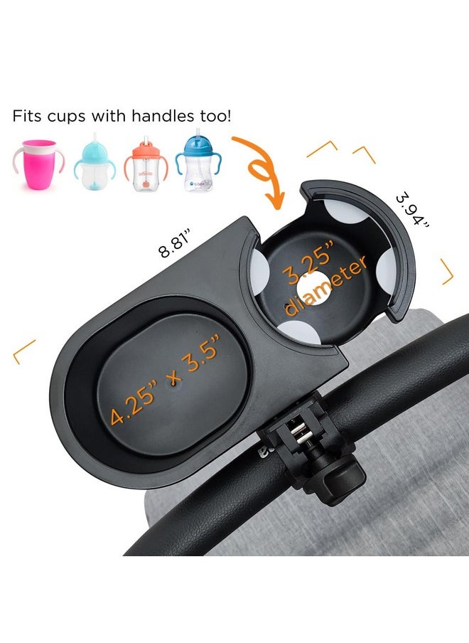 Universal Stroller Snack Tray Attachment | Stroller Cup Holder Attachment Universal Snack Tray For Stroller Tray Attachment | Clip On Baby Stroller Accessories For Joggers, Umbrella & Wagons