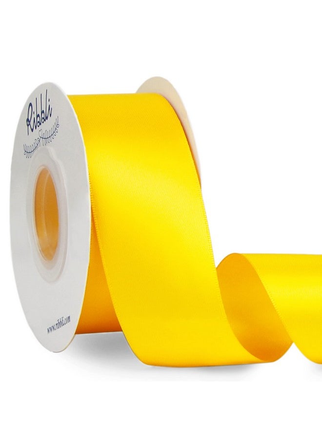 Maize Yellow Double Faced Satin Ribbon 1 1/2” X Continuous 25 Yards Use For Bows Bouquet Gift Wrapping Baby Shower Floral Arrangement