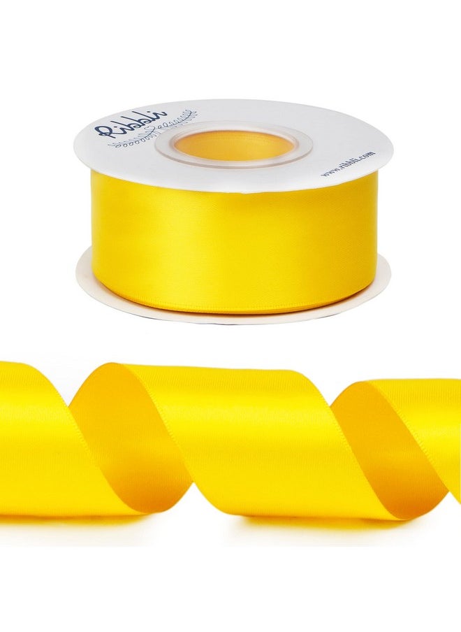 Maize Yellow Double Faced Satin Ribbon 1 1/2” X Continuous 25 Yards Use For Bows Bouquet Gift Wrapping Baby Shower Floral Arrangement