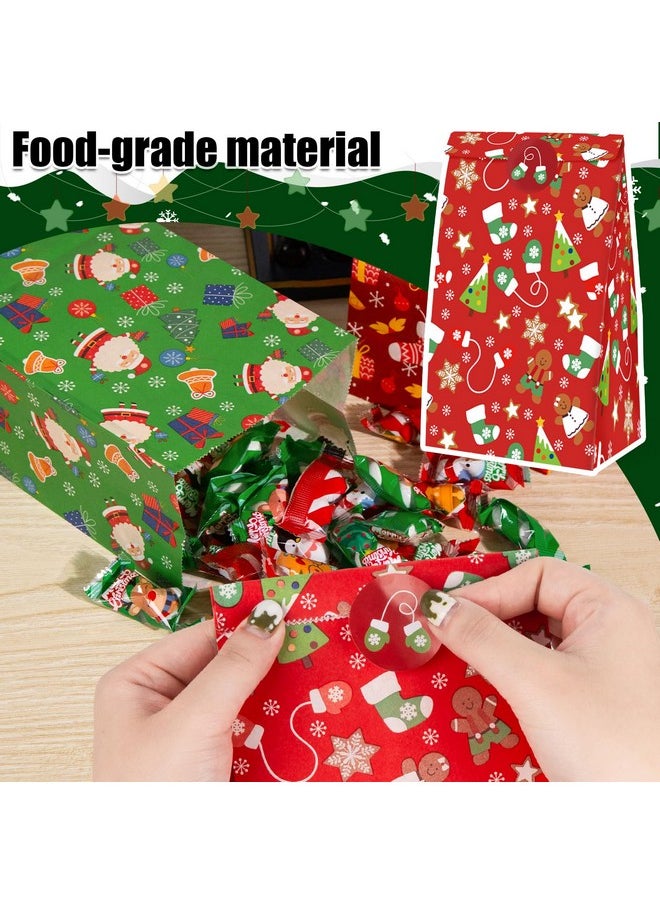 54Pcs Christmas Goodie Bags, Xmas Gift Bags With Sealing Stickers Christmas Treat Bags For Cookies Lunch Christmas Party Favors