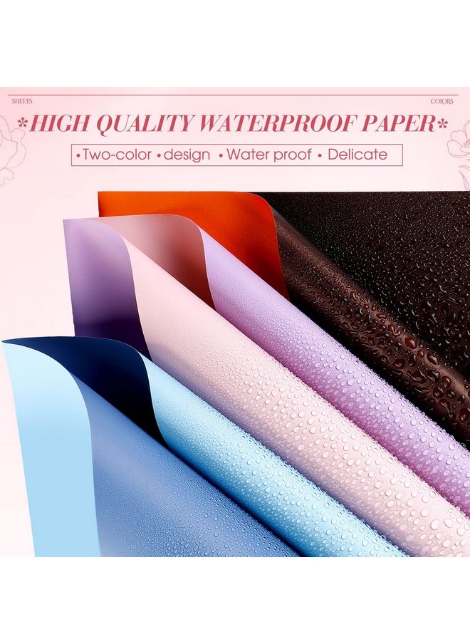 160 Sheets Double Color Flower Wrapping Paper Thick Waterproof Florist Bouquet Wrapping Paper Bulk For Diy Crafts Gift Packaging Flower Shop Bouquet Packaging 23 X 23 Inch, 8 Color (Double Color)