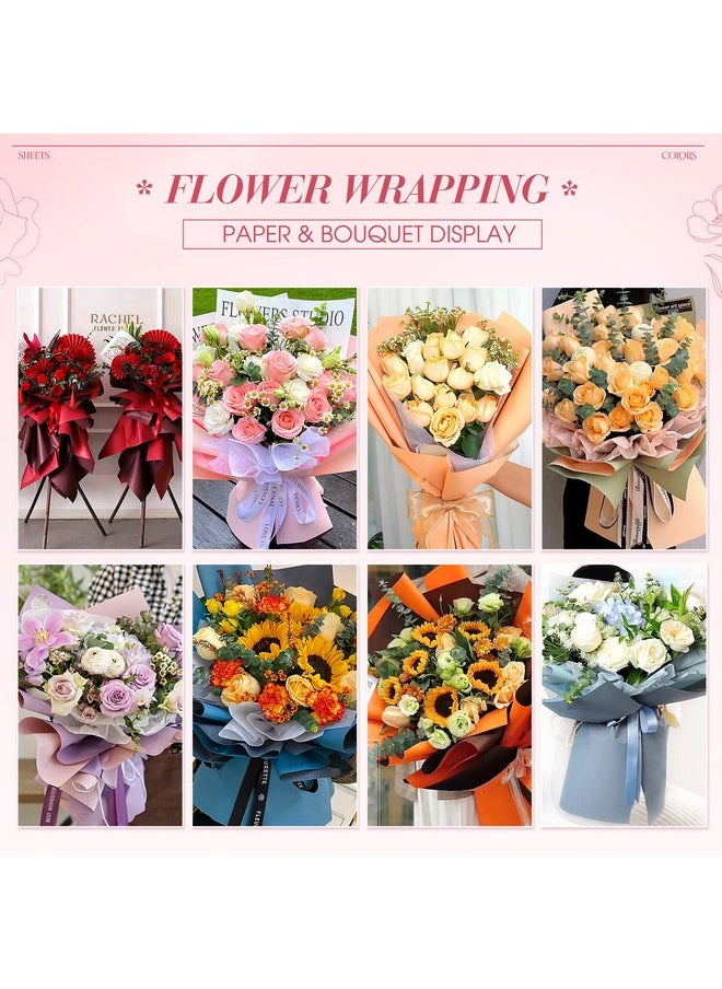 160 Sheets Double Color Flower Wrapping Paper Thick Waterproof Florist Bouquet Wrapping Paper Bulk For Diy Crafts Gift Packaging Flower Shop Bouquet Packaging 23 X 23 Inch, 8 Color (Double Color)