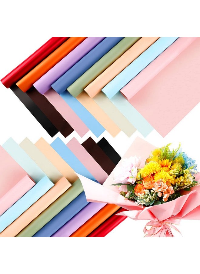 160 Sheets Double Color Flower Wrapping Paper Thick Waterproof Florist Bouquet Wrapping Paper Bulk For Diy Crafts Gift Packaging Flower Shop Bouquet Packaging 23 X 23 Inch, 8 Color (Double Color)