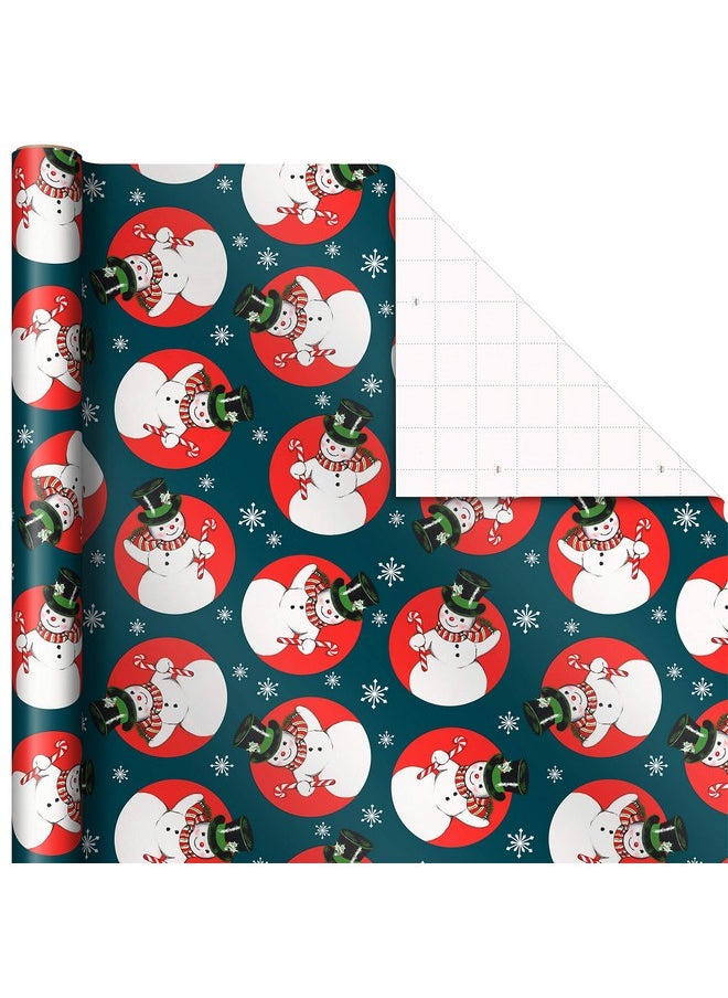 Vintage Christmas Wrapping Paper Cut Lines On Reverse (3 Rolls: 120 Sq. Ft. Ttl) Dancing Santas, Classic Snowman, 