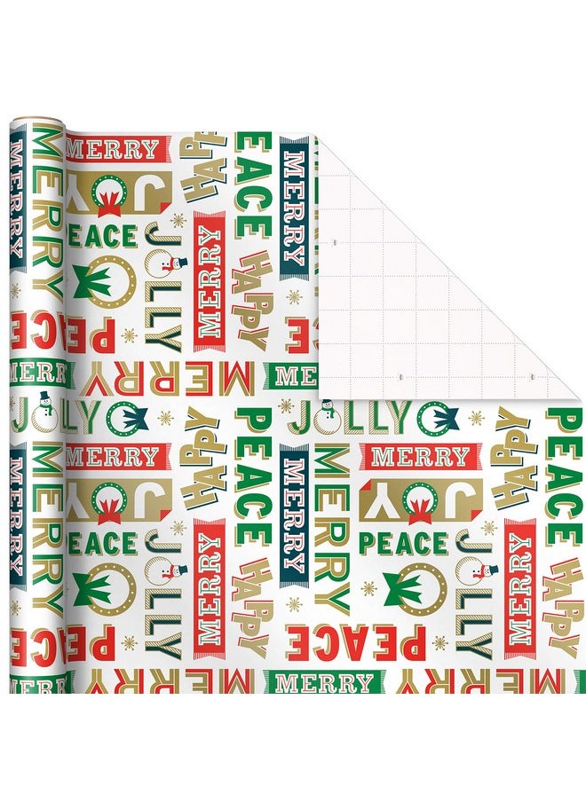 Vintage Christmas Wrapping Paper Cut Lines On Reverse (3 Rolls: 120 Sq. Ft. Ttl) Dancing Santas, Classic Snowman, 