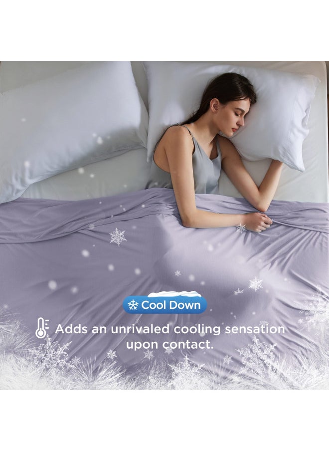Bedsure Cooling Blanket for Hot Sleepers - Summer Blanket Throw XL, Lightweight Cool Blanket, Breathable Blanket with Rayon Made from Bamboo, Cold Blankets for Night Sweats, 50×70 Inches, Lavender