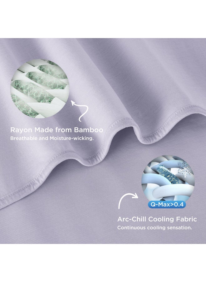 Bedsure Cooling Blanket for Hot Sleepers - Summer Blanket Throw XL, Lightweight Cool Blanket, Breathable Blanket with Rayon Made from Bamboo, Cold Blankets for Night Sweats, 50×70 Inches, Lavender